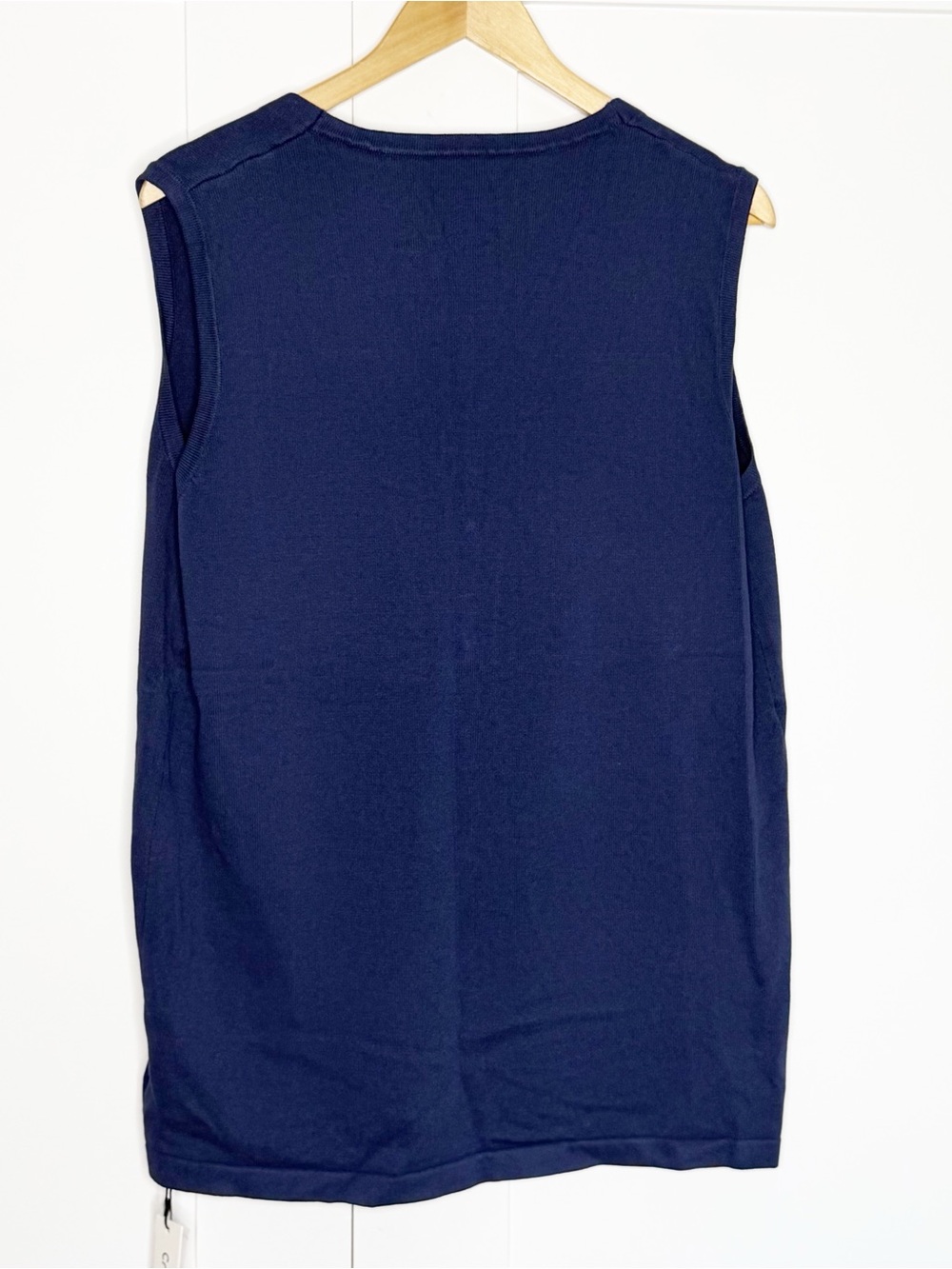 COMMENSE Golden Button Knit Vest Pants Set XL navy wide leg sleeveless high rise - Picture 9 of 16